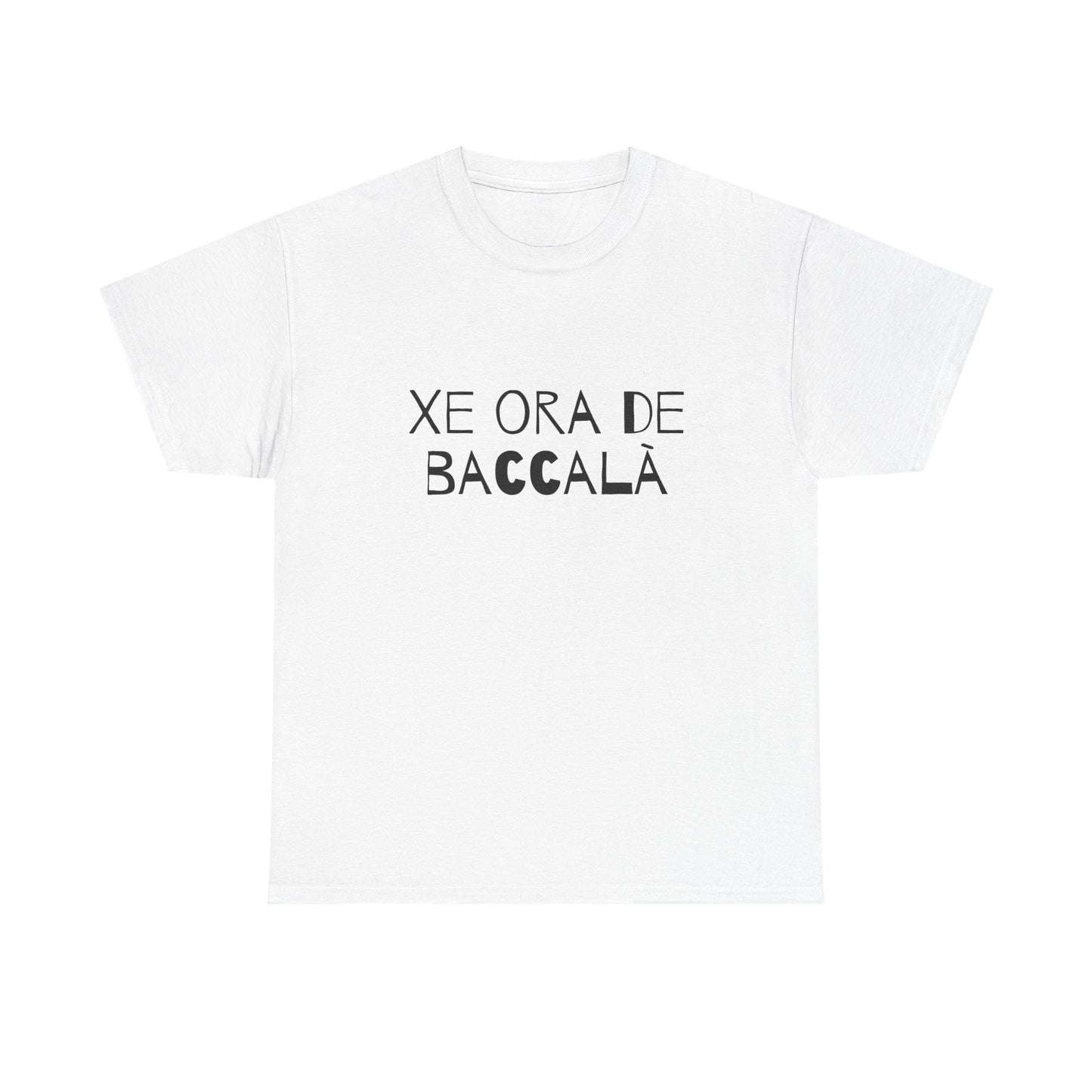 T-shirt bianca p&o xe ora de baccala Printify