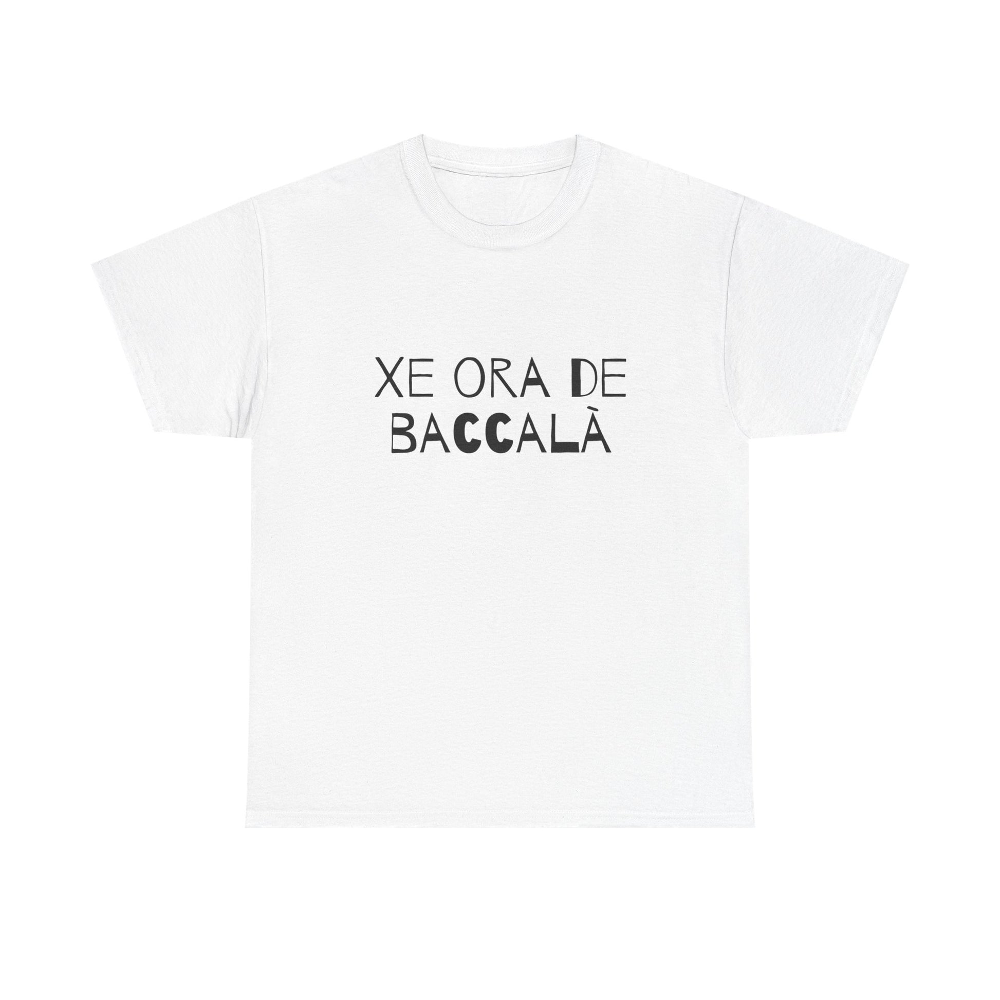 T-shirt bianca p&o xe ora de baccala Printify