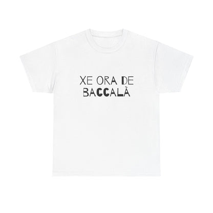 T-shirt bianca p&o xe ora de baccala Printify