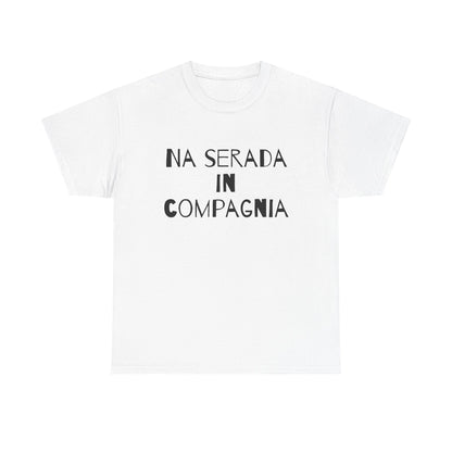 T-shirt bianca p&o na serada in compagnia Printify