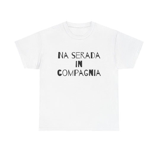 T-shirt bianca p&o na serada in compagnia Printify