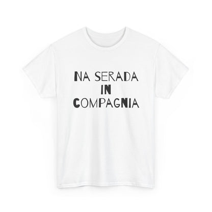 T-shirt bianca p&o na serada in compagnia Printify