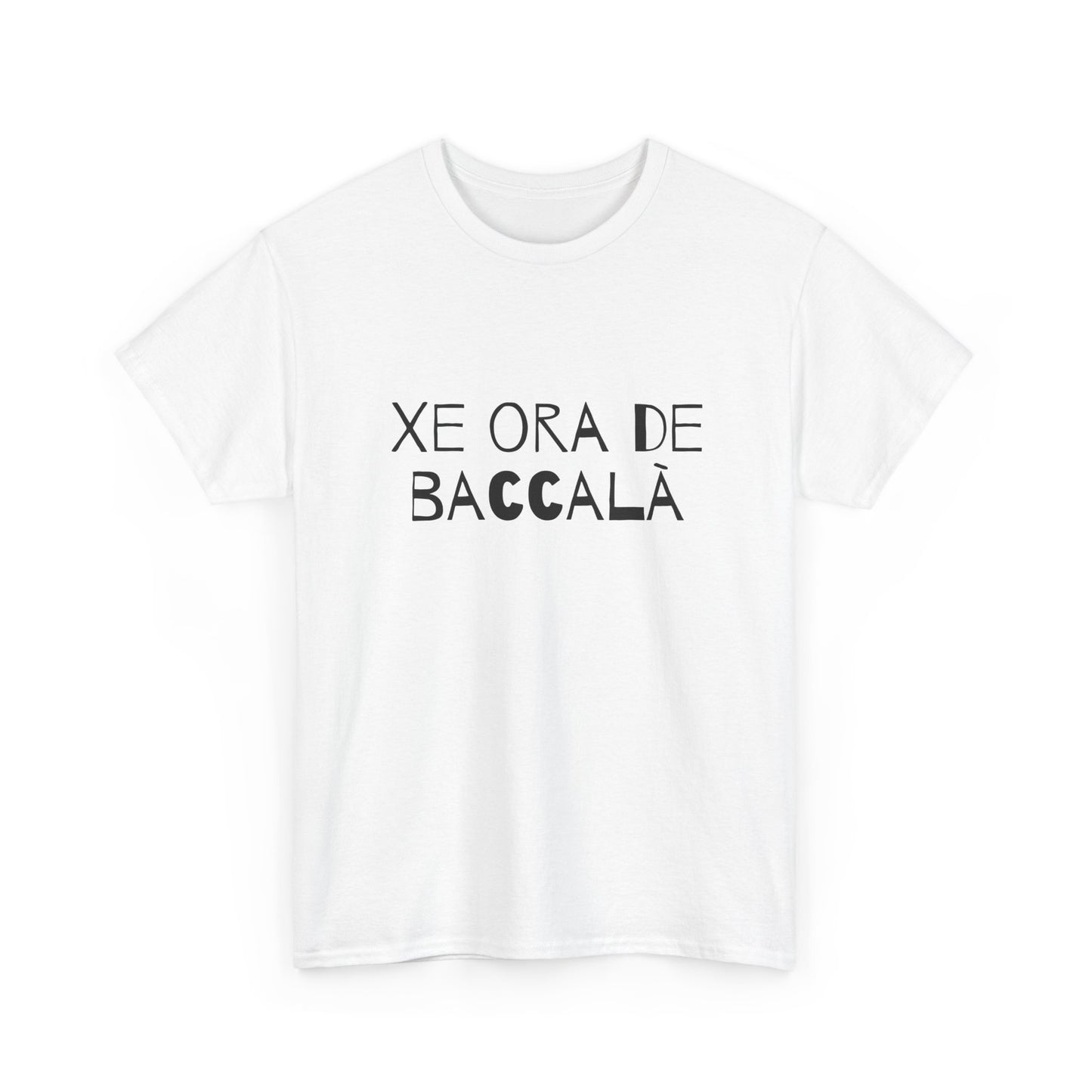 T-shirt bianca p&o xe ora de baccala Printify