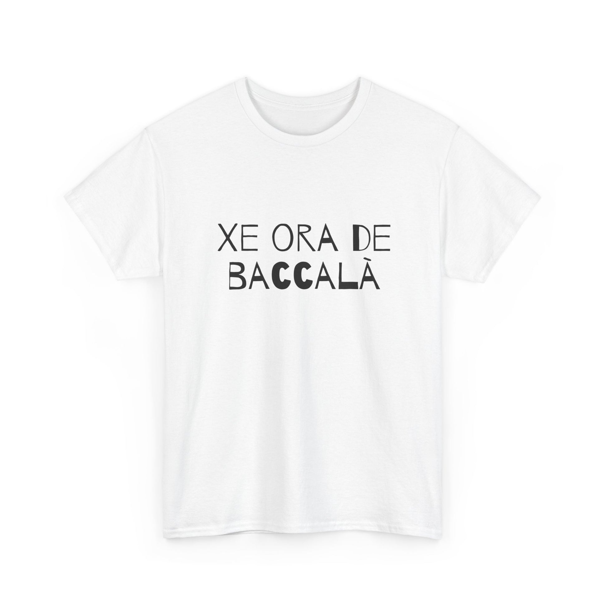 T-shirt bianca p&o xe ora de baccala Printify