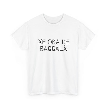 T-shirt bianca p&o xe ora de baccala Printify